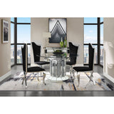 ACME Noralie - Dining Table - Mirrored & Faux Diamonds - Wood - 30" | Meri Furniture