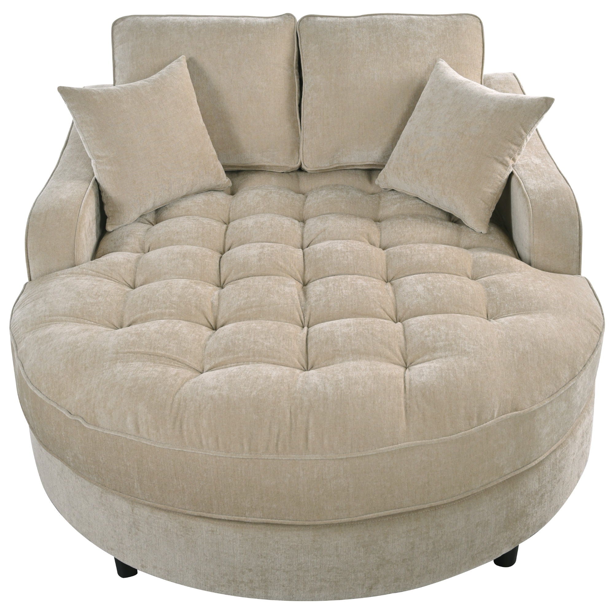 Modern Chaise Lounge Upholstered Sofa Couch With Tufted Seat And Detachable Pillows For Living Room