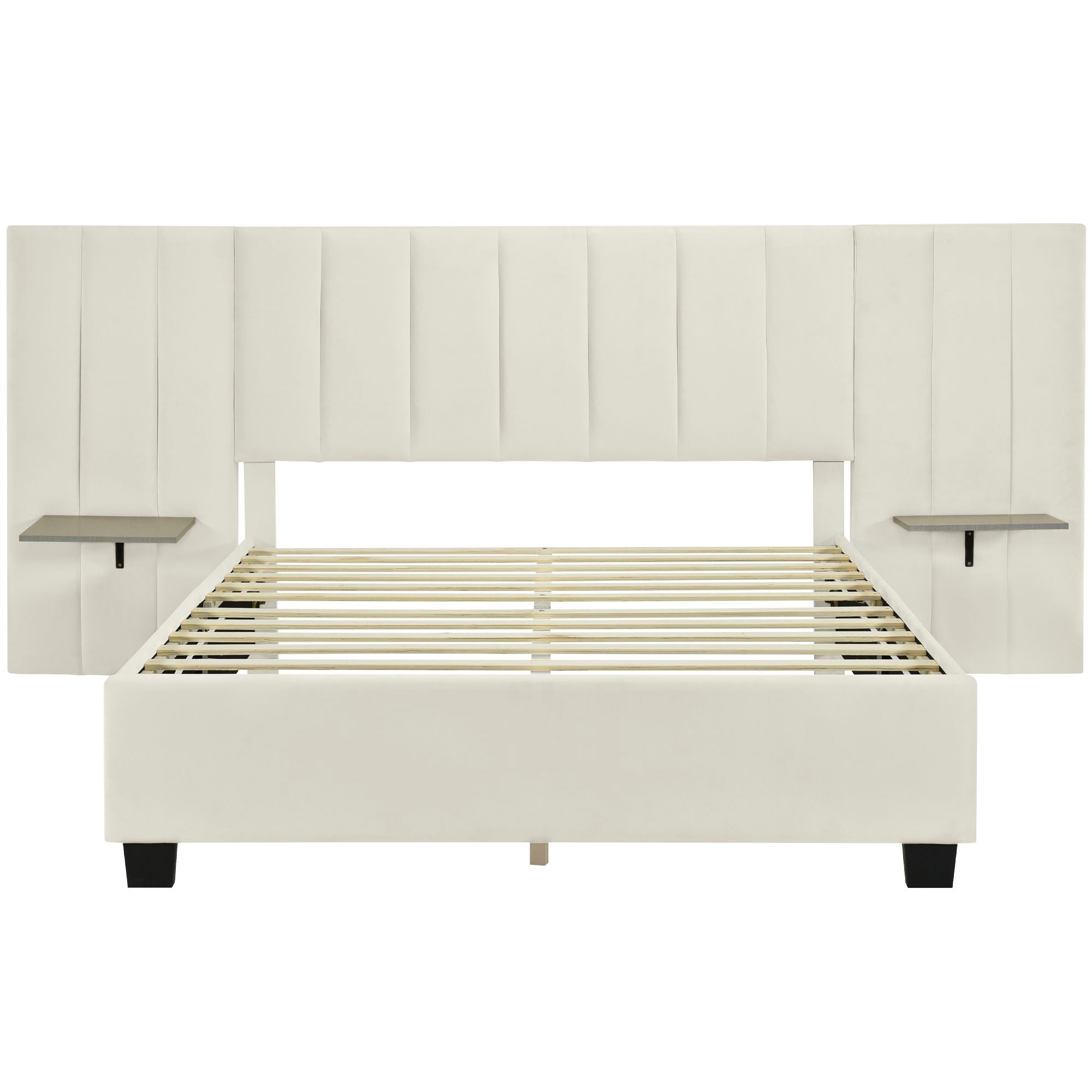 Upholstered Platform Bed With Big Headboard
