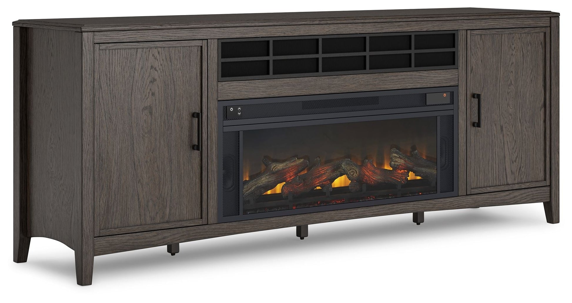 Signature Design by Ashley® Montillan - Grayish Brown - 84" TV Stand With Electric Fireplace | Meri Furniture