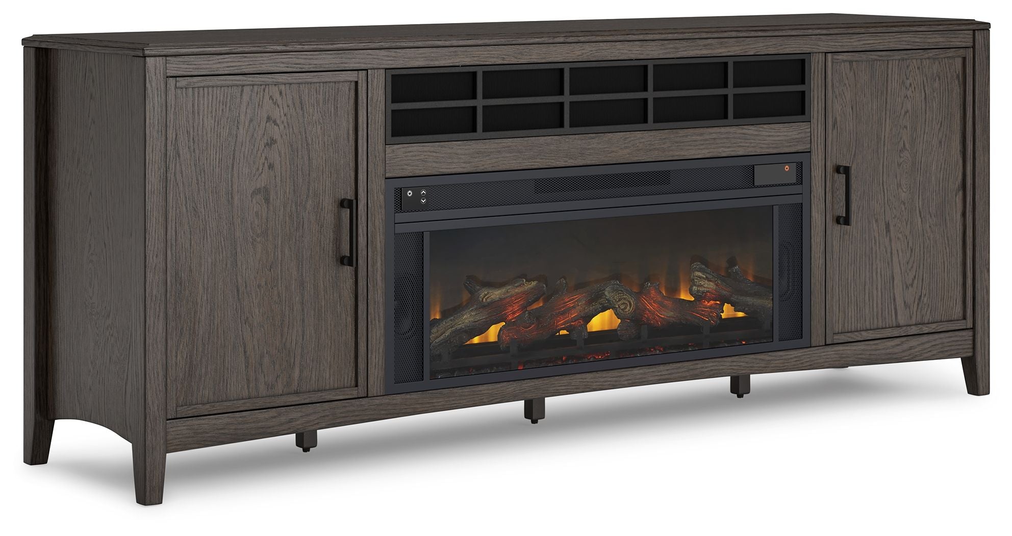 Signature Design by Ashley® Montillan - Grayish Brown - 84" TV Stand With Electric Fireplace | Meri Furniture