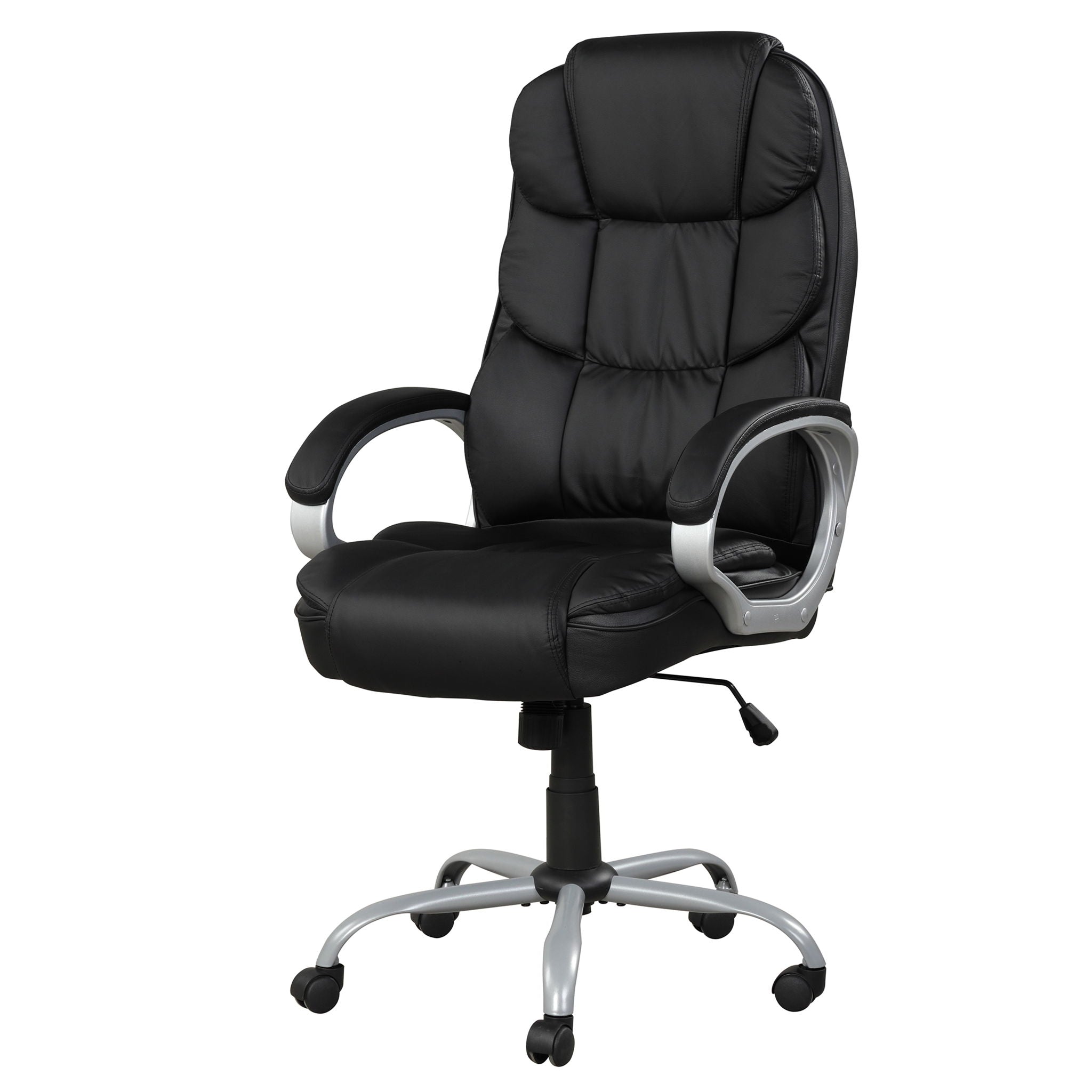 Upholstered Office Chair, Adjustable Height Swivel Chair - Black