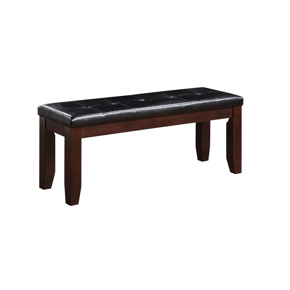 ACME Urbana - Bench - Black Synthetic Leather & Cherry Finish | Meri Furniture