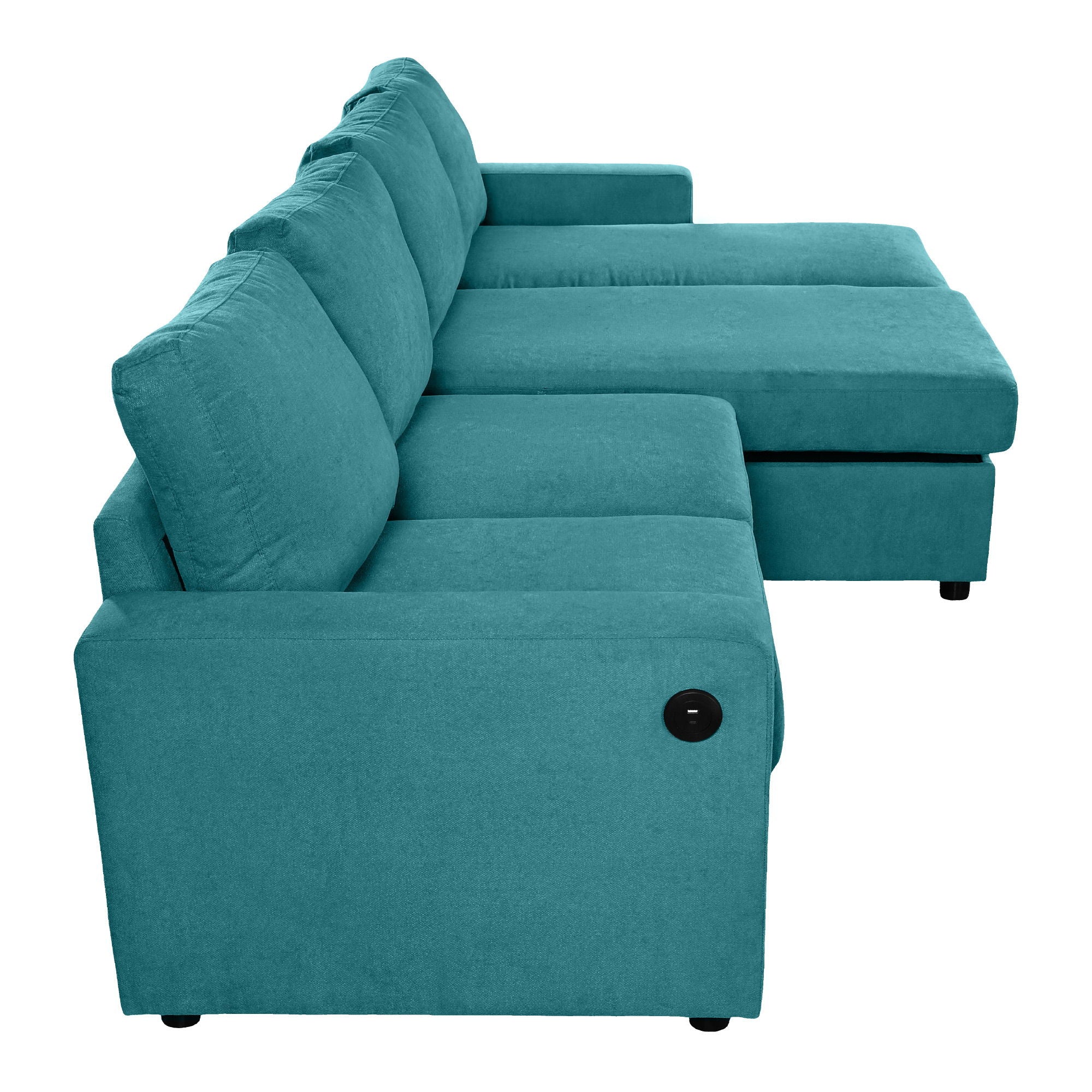Convertible Sectional Sofa With Storage Chaise Lounges And USB Ports