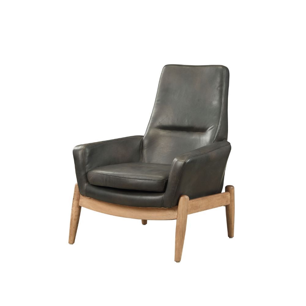 ACME Dolphin - Accent Chair - Black Top Grain Leather | Meri Furniture