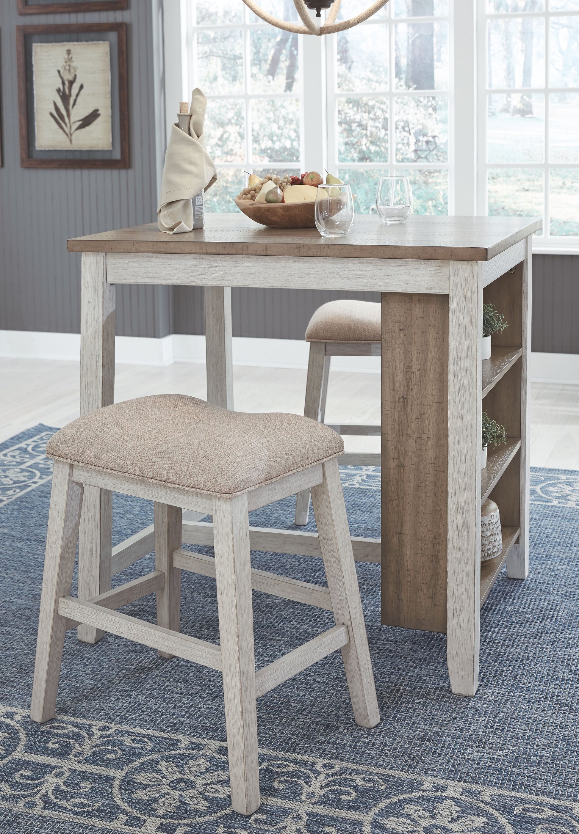 Signature Design by Ashley® Skempton - White - Rect Drm Counter Tbl Set(Set of 3) | Meri Furniture