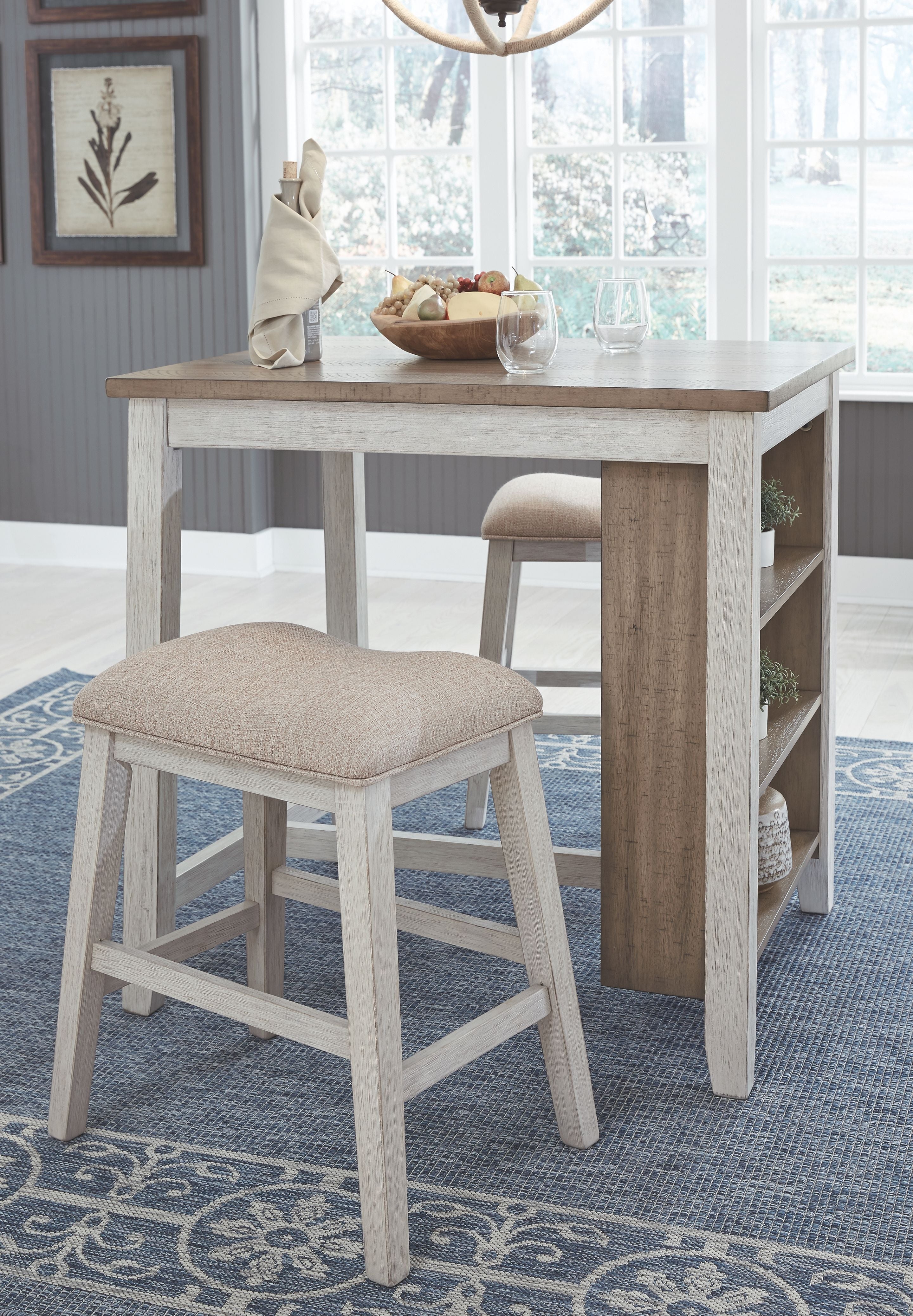 Signature Design by Ashley® Skempton - White - Rect Drm Counter Tbl Set(Set of 3) | Meri Furniture