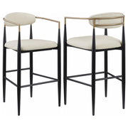 Coaster Fine Furniture Tina - Metal Pub Height Bar Stool With Upholstered Back And Seat (Set of 2) | Meri Furniture