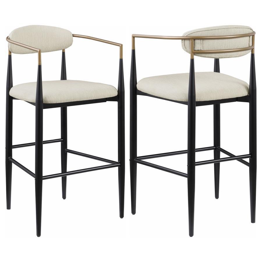 Coaster Fine Furniture Tina - Metal Pub Height Bar Stool With Upholstered Back And Seat (Set of 2) | Meri Furniture