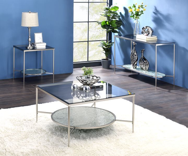 ACME Adelrik - End Table - Glass & Chrome Finish | Meri Furniture