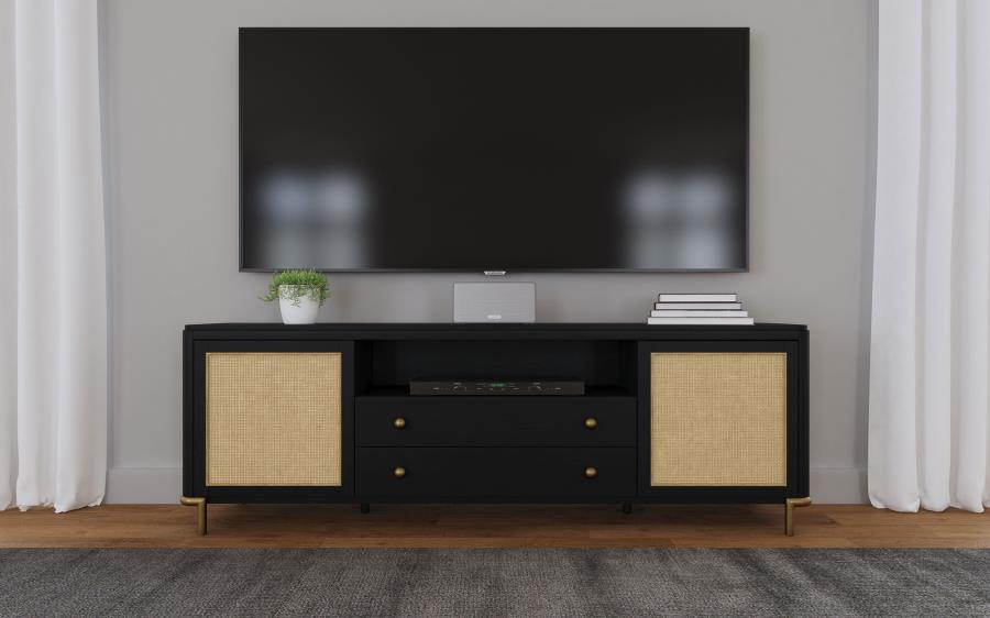 Arini - Rattan Cane 2-Door TV Stand Media Console