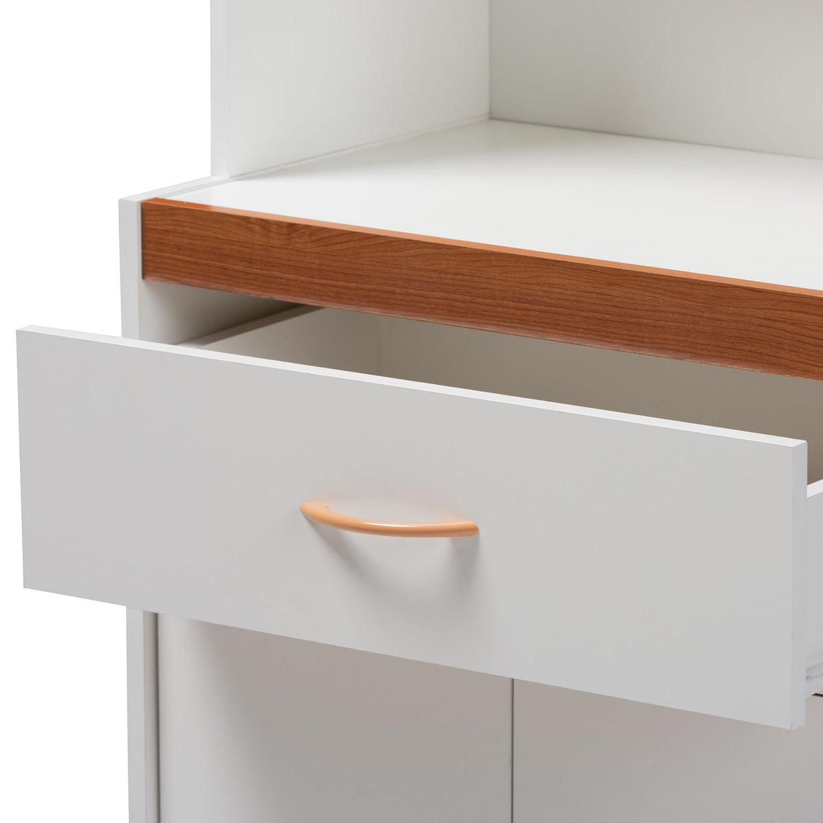 Laurana Modern and Contemporary White and Cherry Finished Kitchen Cabinet and Hutch