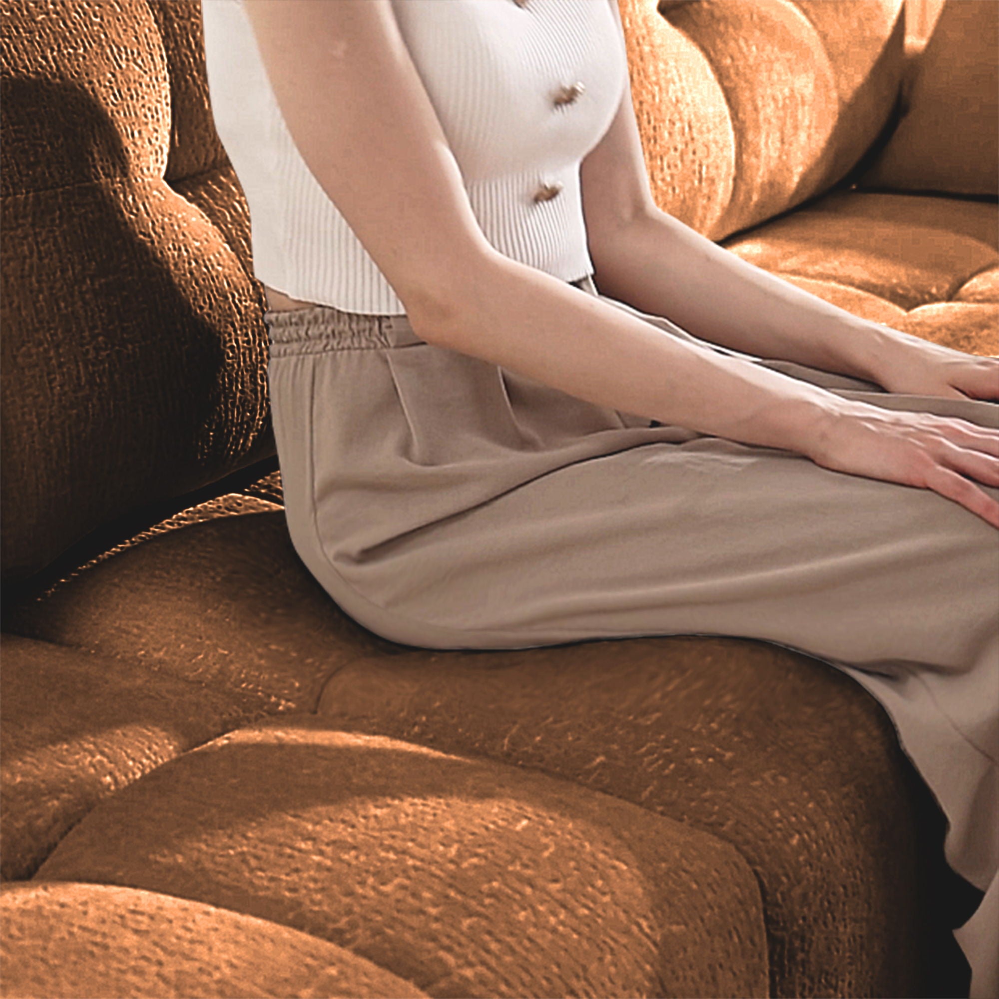 Modern Sofa & Pillows, Textured Cover, High Rebound Cushions