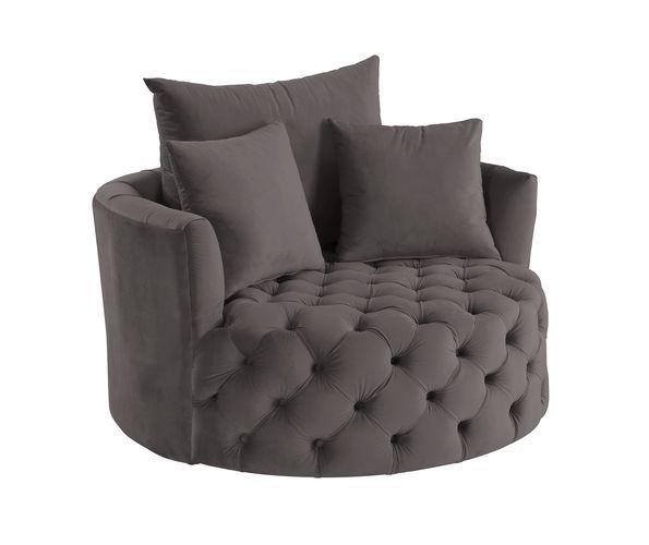 ACME ‧Seat Construction: Full Foam‧Wooden Inner Frame‧Tight Seat & Back Cushion‧Botton Tufted‧3 Pillows Included‧Foam Density: D28‧Swivel Function(360 Degree) | Meri Furniture