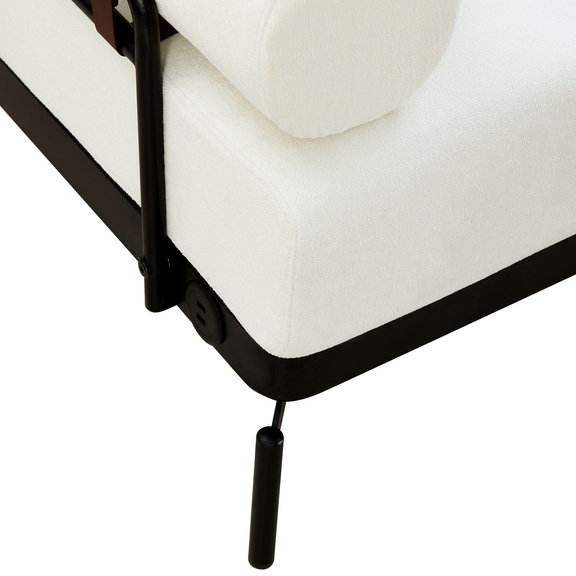 Modern Loveseat Sofa 2 Seater With USB Ports, Cylindrical Armrests