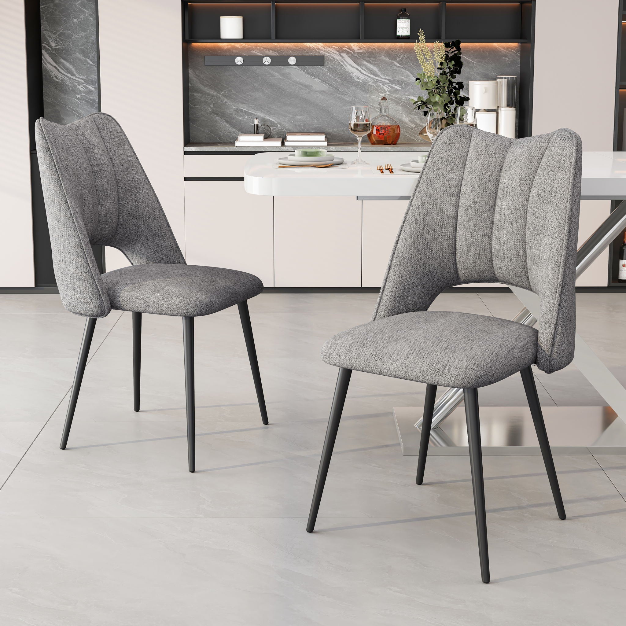 Chair With High Resilience Filling, Adjustable Feet For Kitchens (Set of 4)
