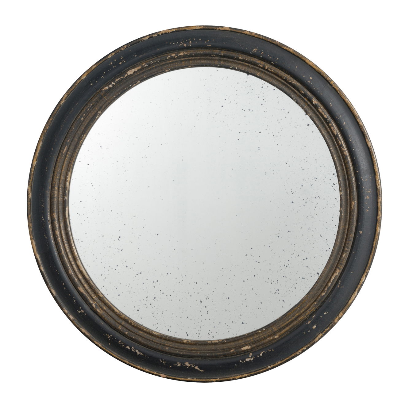 Circle Wall Mirror With Wooden Frame, Antique Classic Accent Mirror, For Living Room - Black