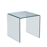 Tempered Bent Glass Sidetable, Transparent End Table, Sofa Table, Premium Glass, Multi Purpose Design - Transparent