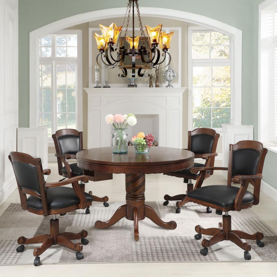 Coaster Fine Furniture Turk - 5-Piece Dining And Game Table Set - Tobacco | Meri Furniture