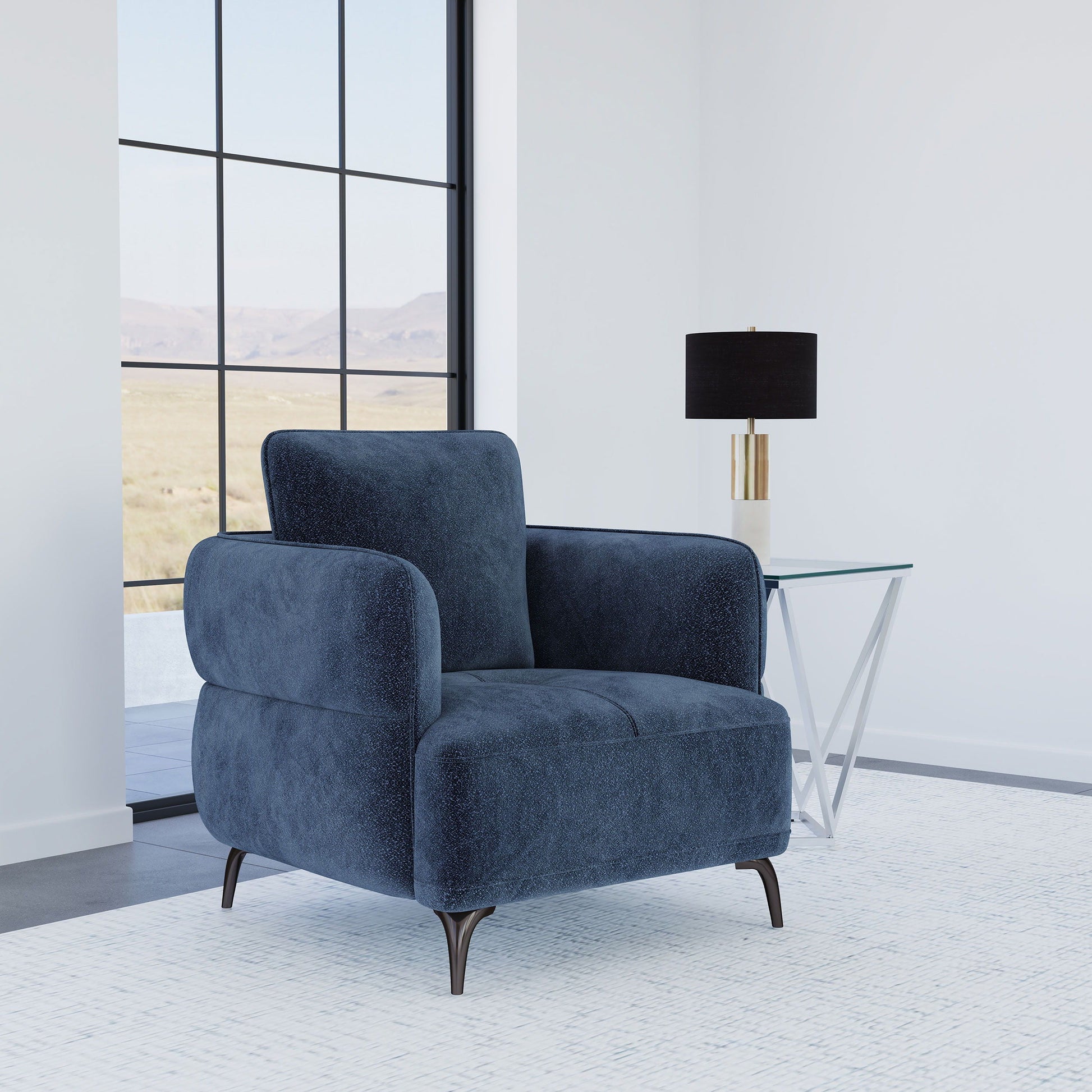 Coaster Fine Furniture Lively - Chenille Upholstered Modern Track Arm Chair - Blue | Meri Furniture