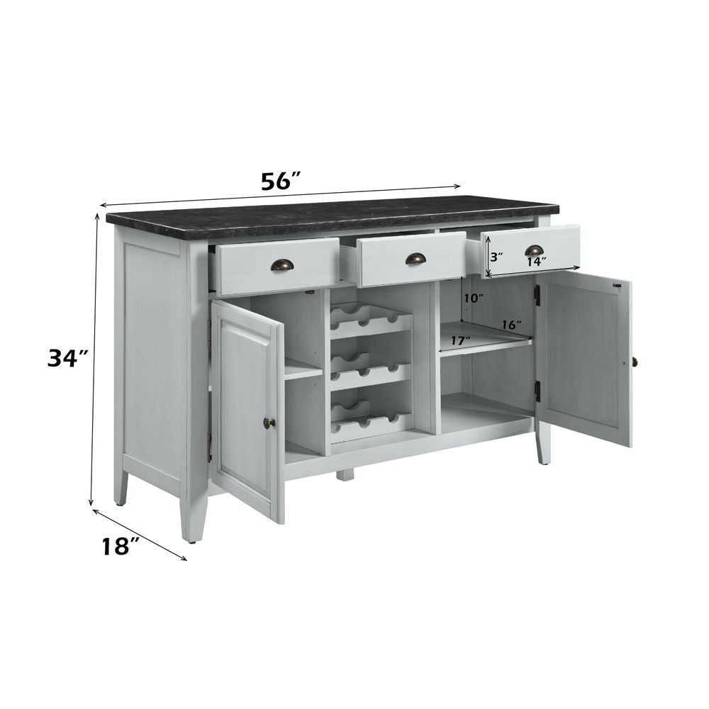 Lanton - Server - Natural Marble & Antique White