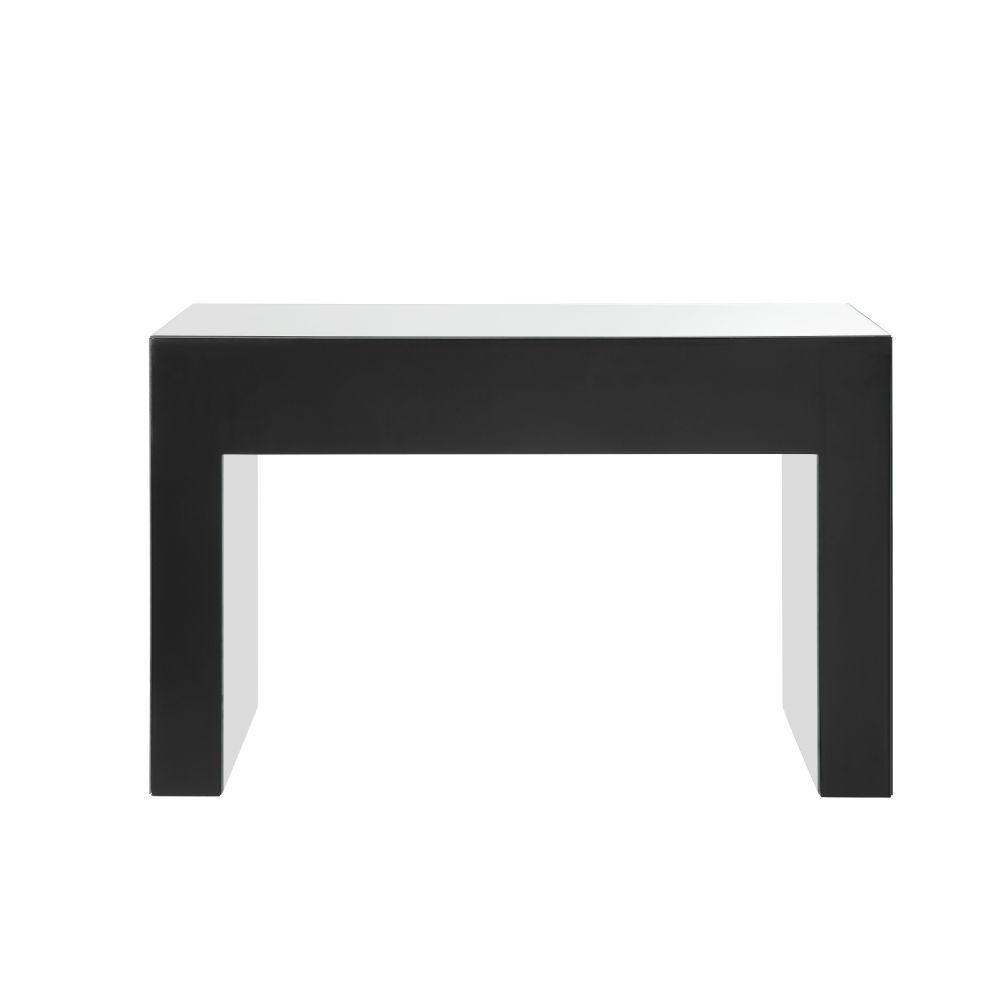 ACME Nysa - Vanity Stool - Ivory PU, Mirrored & Faux Crystals | Meri Furniture
