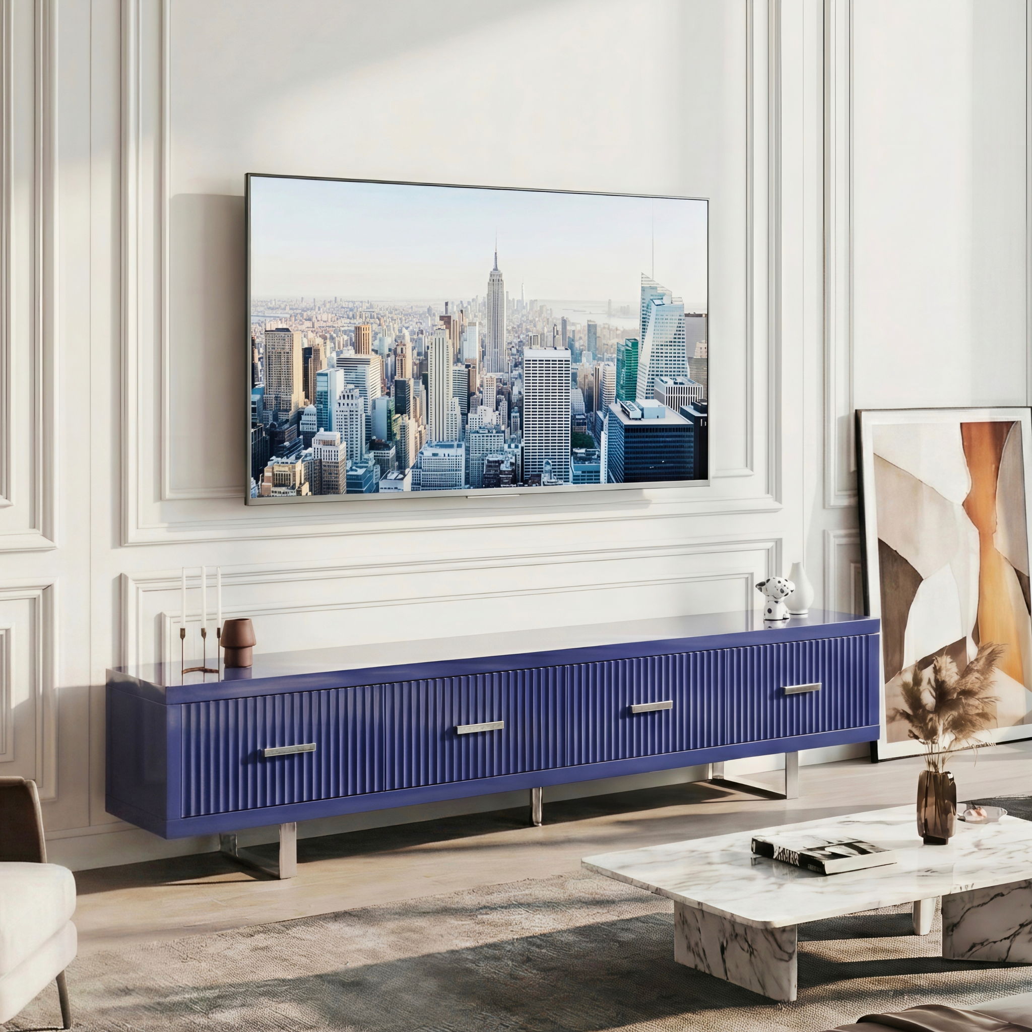TV Stand With Slatted Drawers