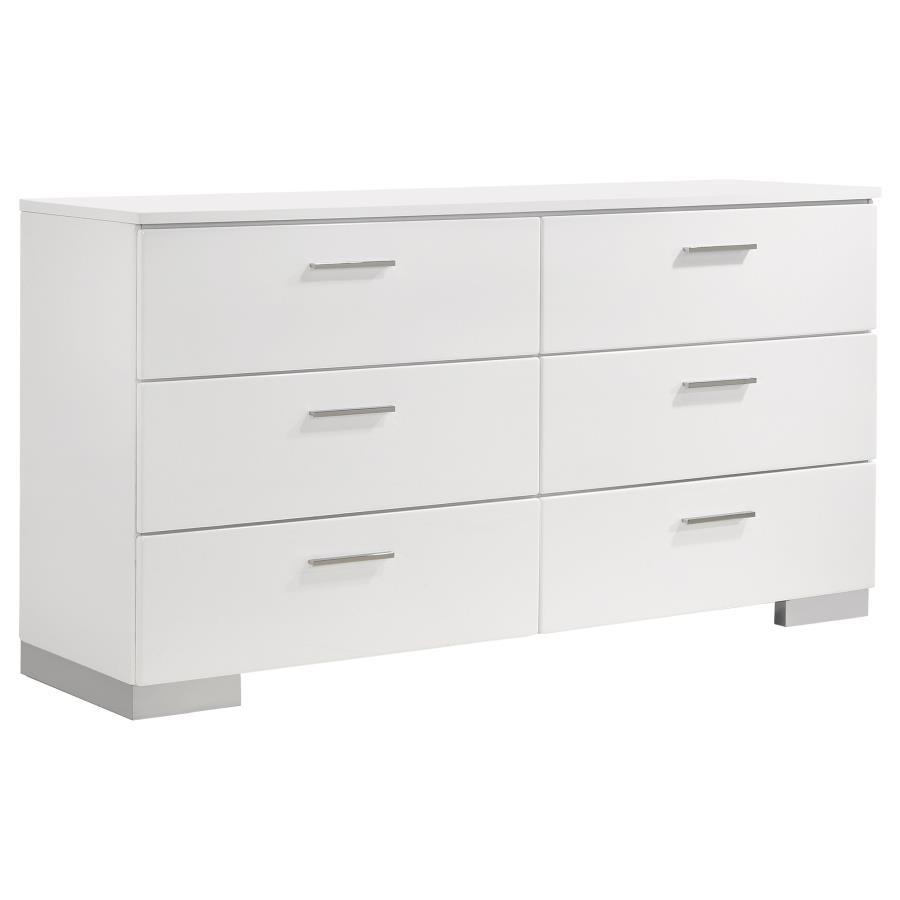 Coaster Fine Furniture Felicity - 6-Drawer Dresser - White High Gloss | Meri Furniture