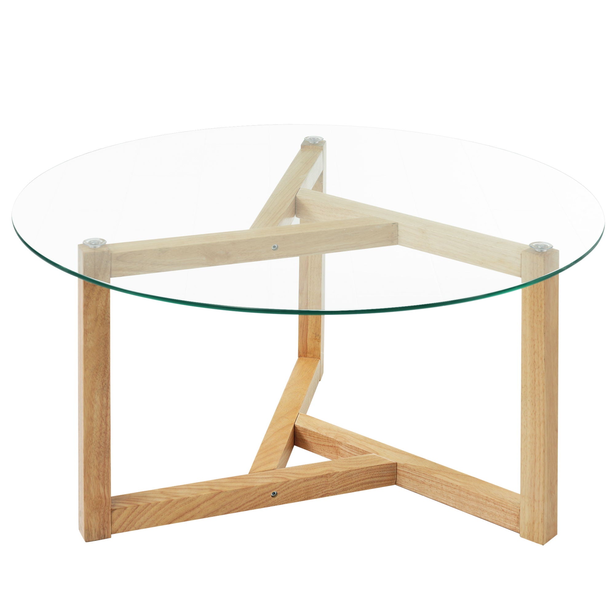 Round Glass Coffee Table Modern Cocktail Table