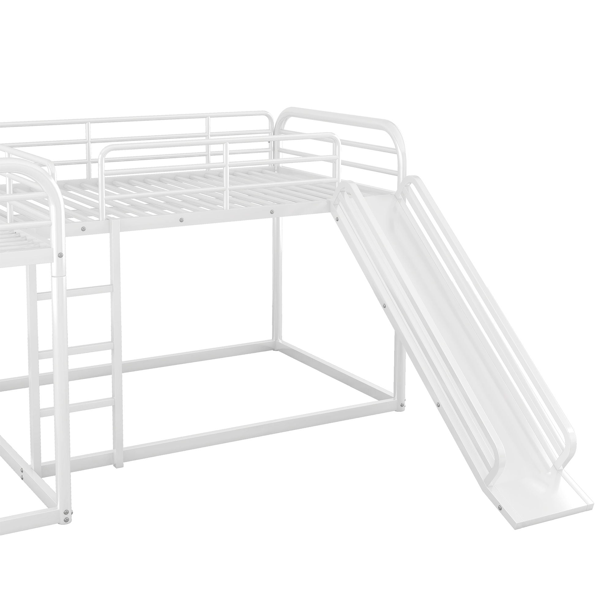 L Shaped Bunk Bed With Slide And Short Ladder
