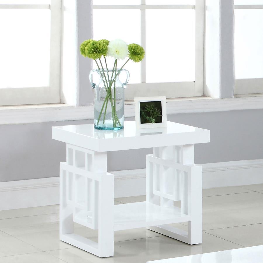 Coaster Fine Furniture Schmitt - Rectangular Side End Table - White High Gloss | Meri Furniture