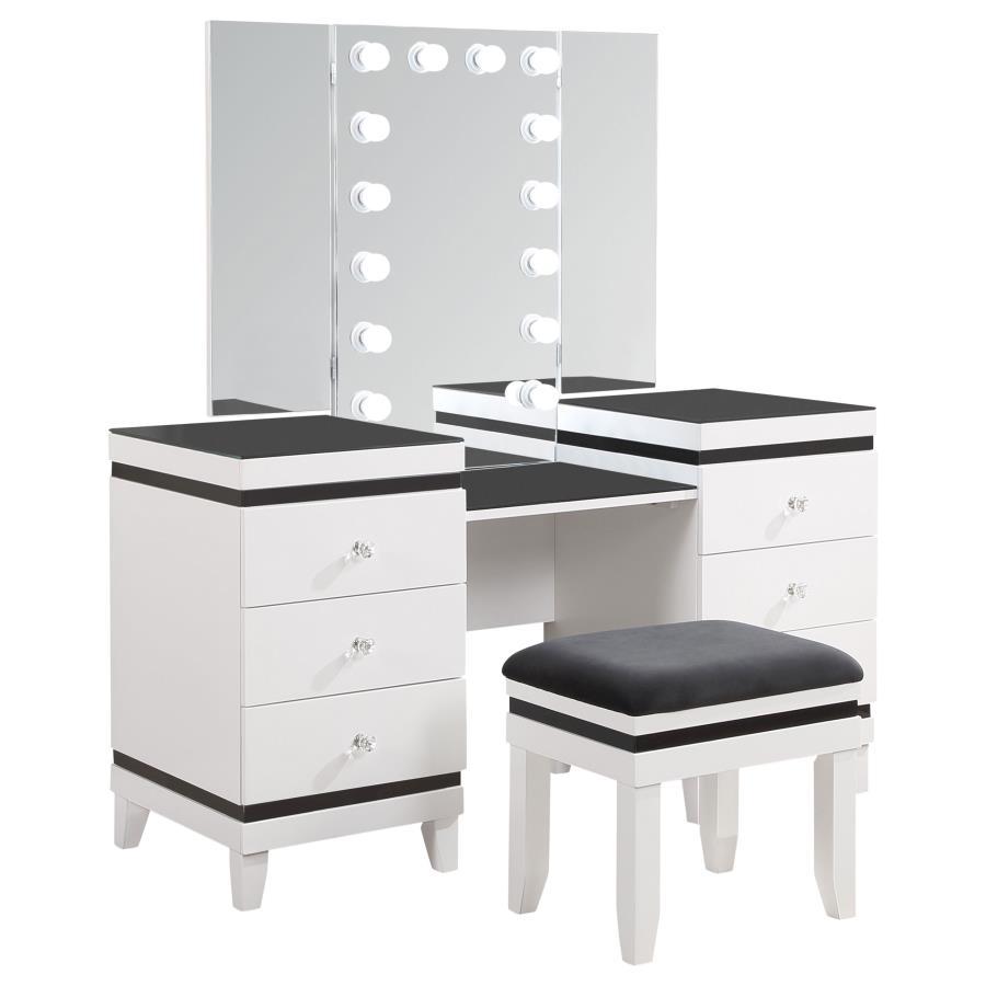 Coaster Fine Furniture Talei - 6-Drawer Vanity Set With Lighting - Black And White | Meri Furniture