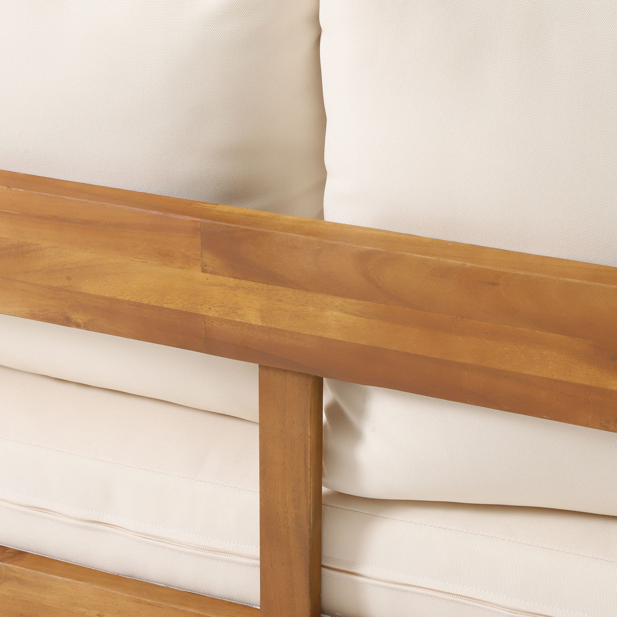 Brooklyn - Sofa Set Rounded Tuxedo Design - Teak / Beige