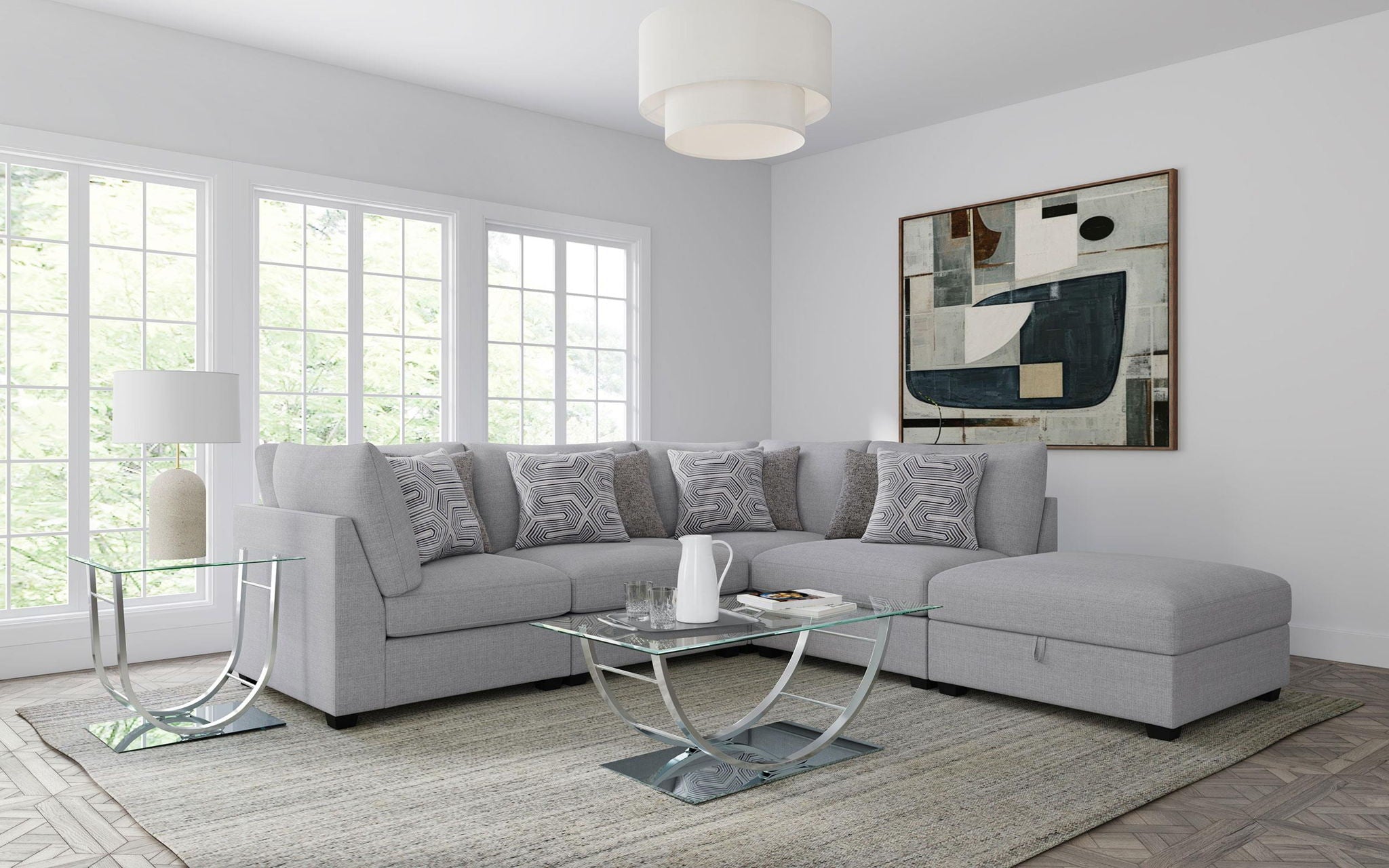 Cambria Upholstered Armless Chair Grey