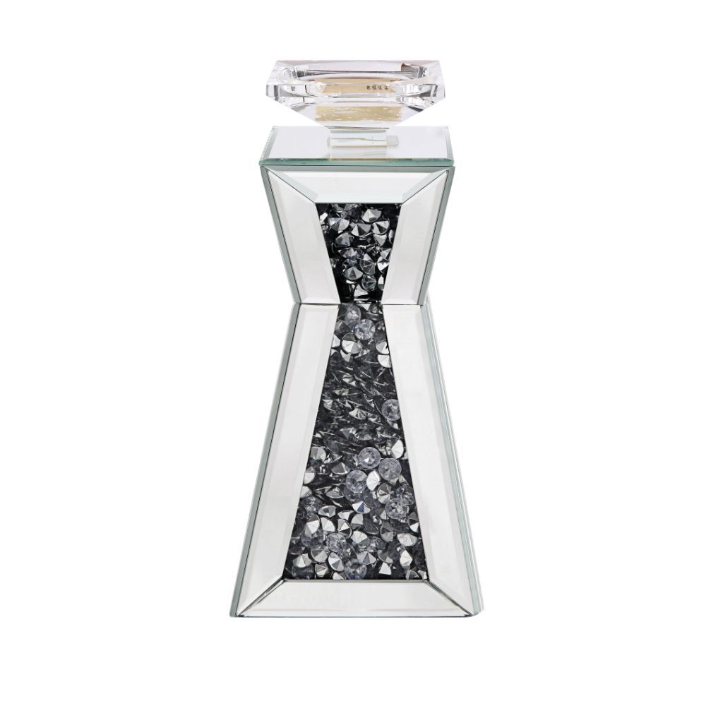 Nowles - 11" Candle Holder Set of 2) - Mirrored, Faux Diamonds