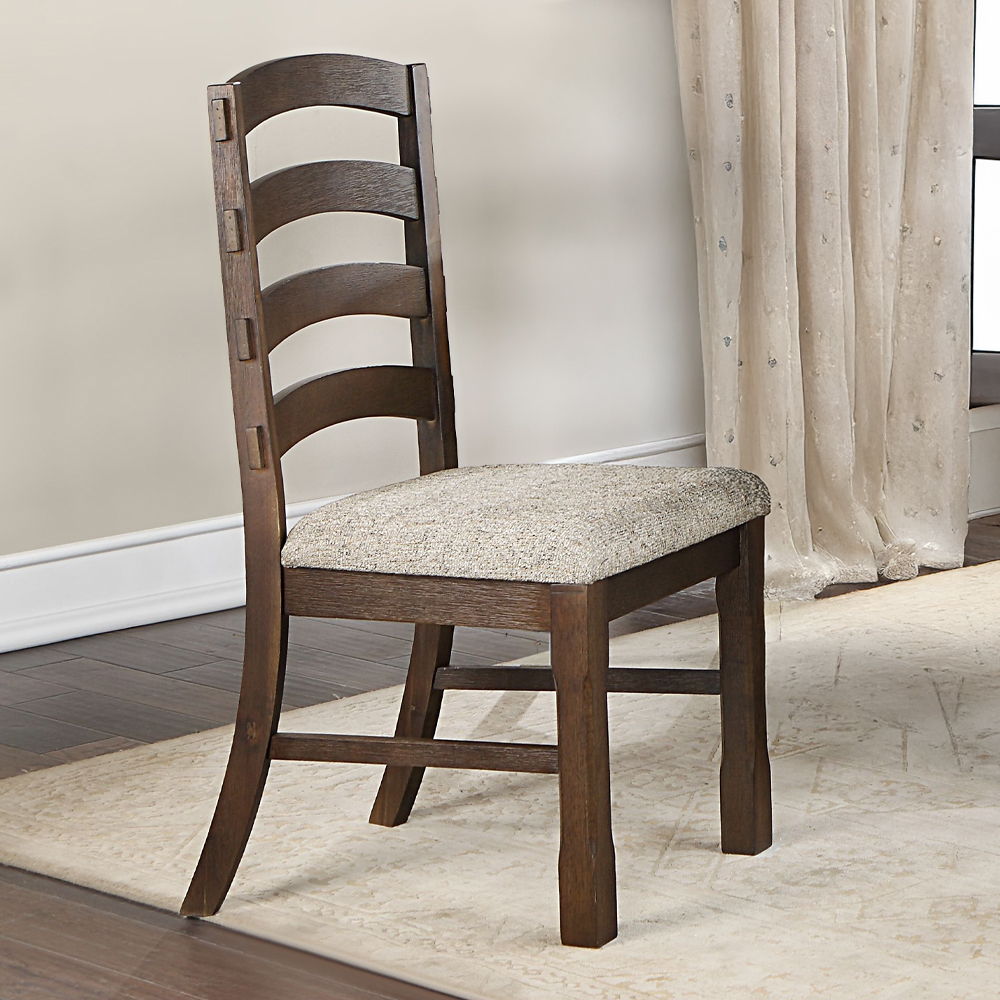 Pascaline - Side Chair Set of 2) - Gray Fabric, Rustic Brown & Oak