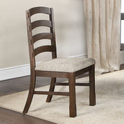 Pascaline - Side Chair Set of 2) - Gray Fabric, Rustic Brown & Oak