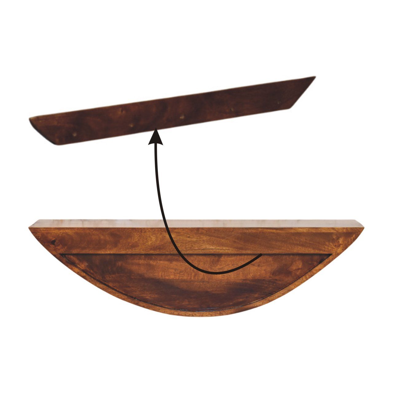 Crescent Floating Wall Shelf - Brown