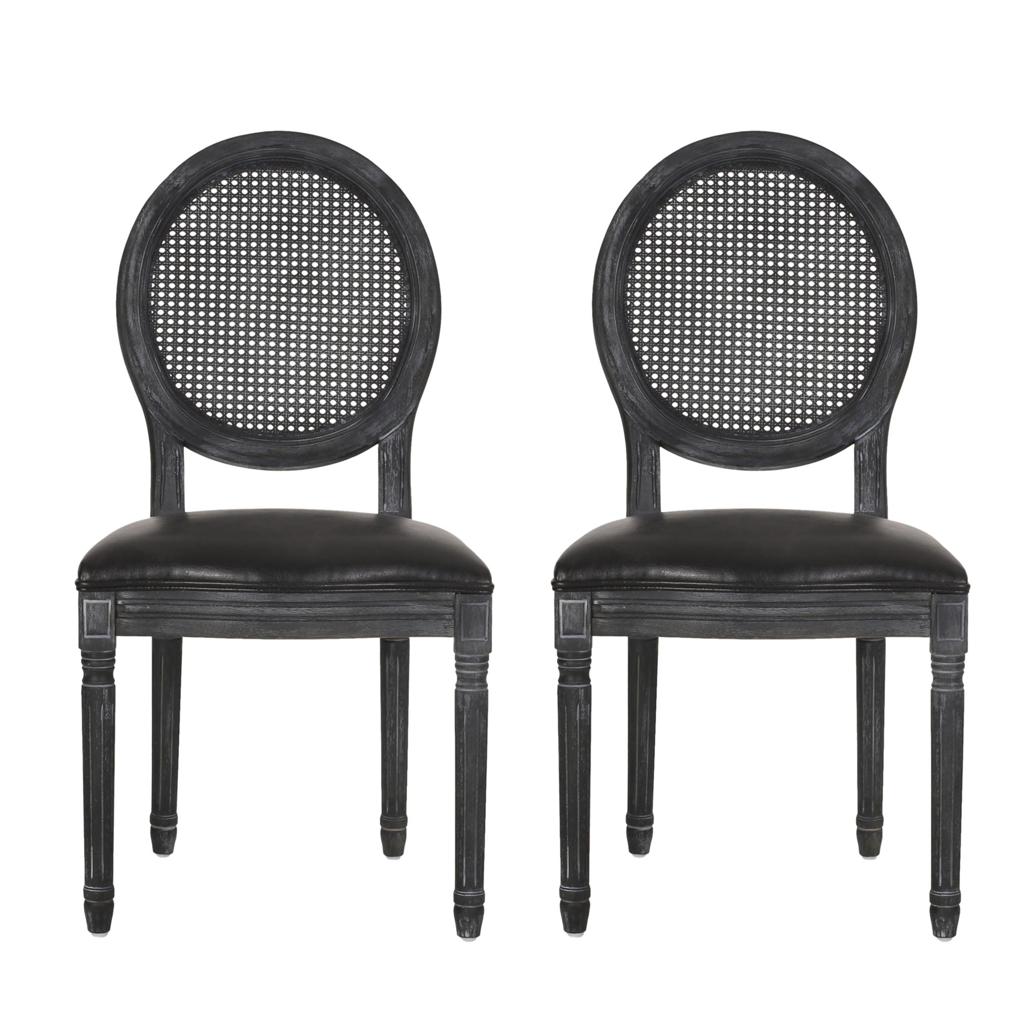 French Country Dining Chair With Cane Backrest (Set of 2)