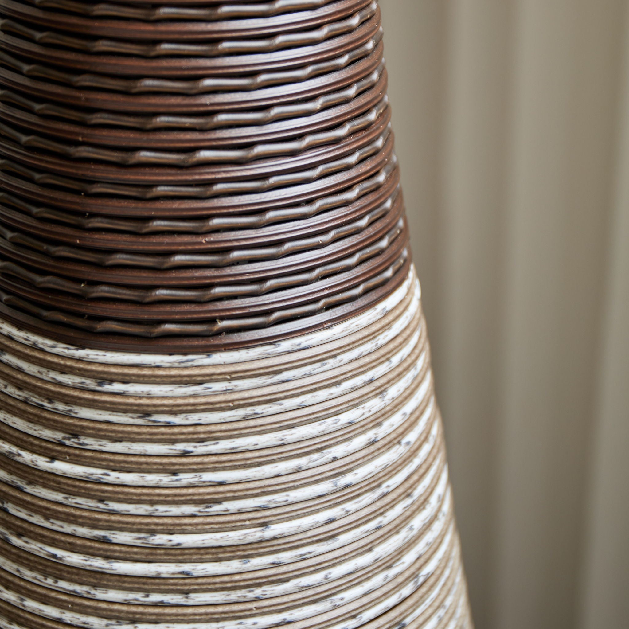 Tall Standing Designer Floor Vase Durable Artificial Rattan Elegant 2 Tone Finish Ideal Decor Accent For Living Room, Bedroom, Entryway Stylish Home Decor Statement Piece - Black / Gray