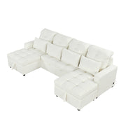 Oversized U-Shaped Versatile Sectional, Pull-Out Sofa Bed With Double Storage Chaise Lounges And 2 USB Ports For Living Room