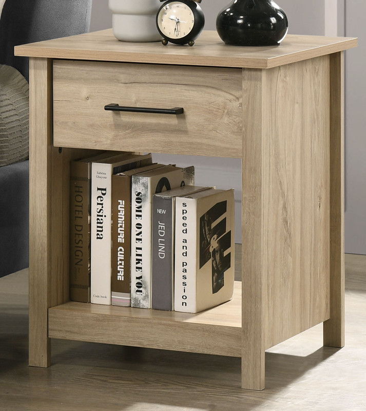 Celeste 20"W Light Oak Finish 1-Drawer Nightstand Bedside Table