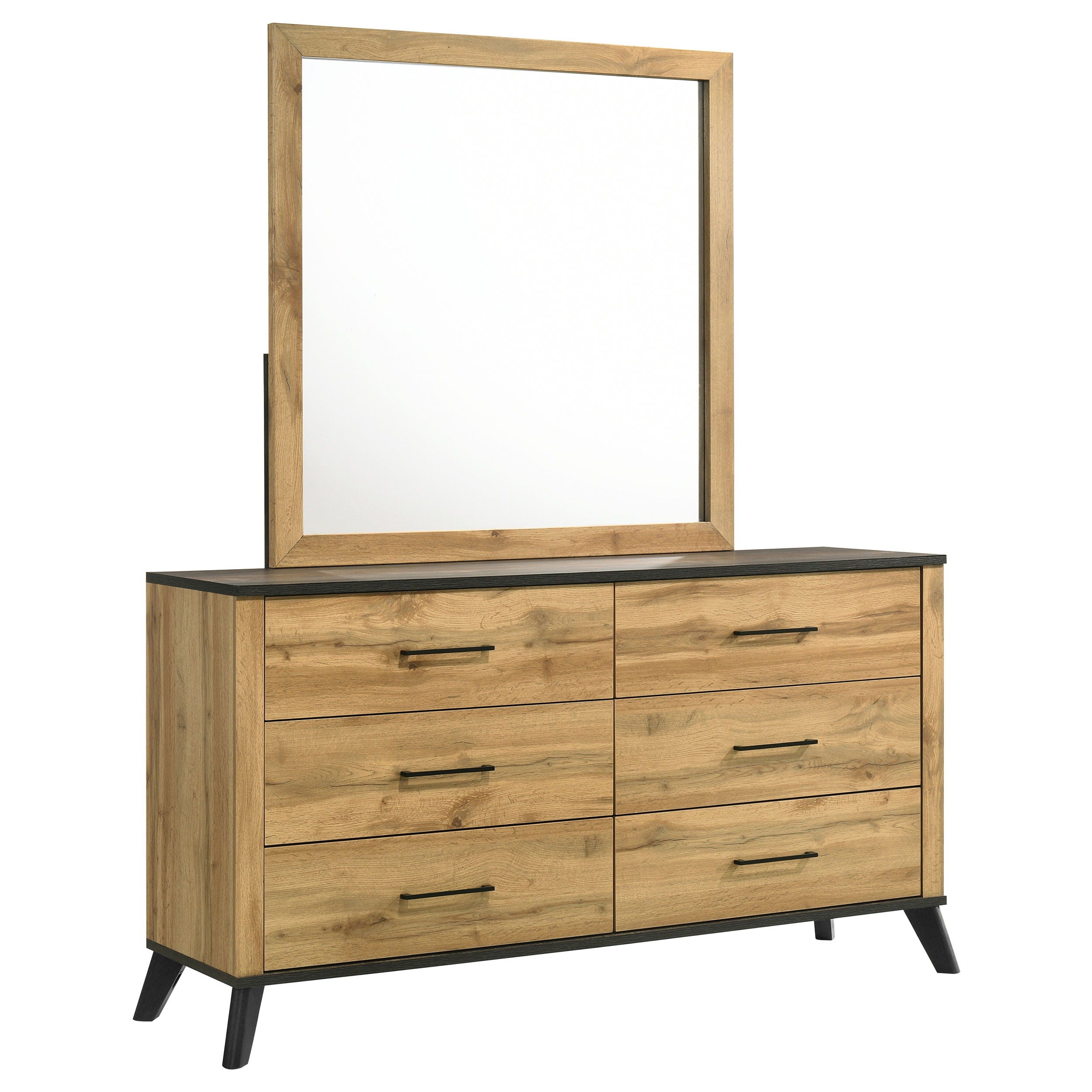 Coaster Fine Furniture Kaywood - 6-Drawer Dresser And Mirror - Natural Pine | Meri Furniture