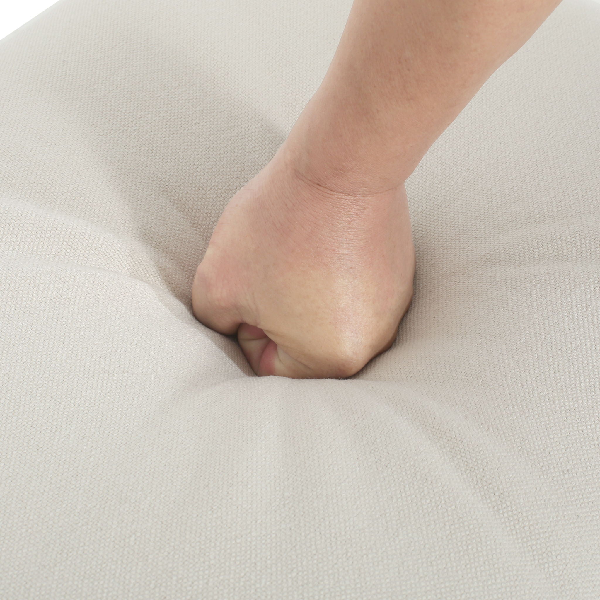 Springfield - Ottoman Contemporary Design Fabric Birch Wood Legs - Beige