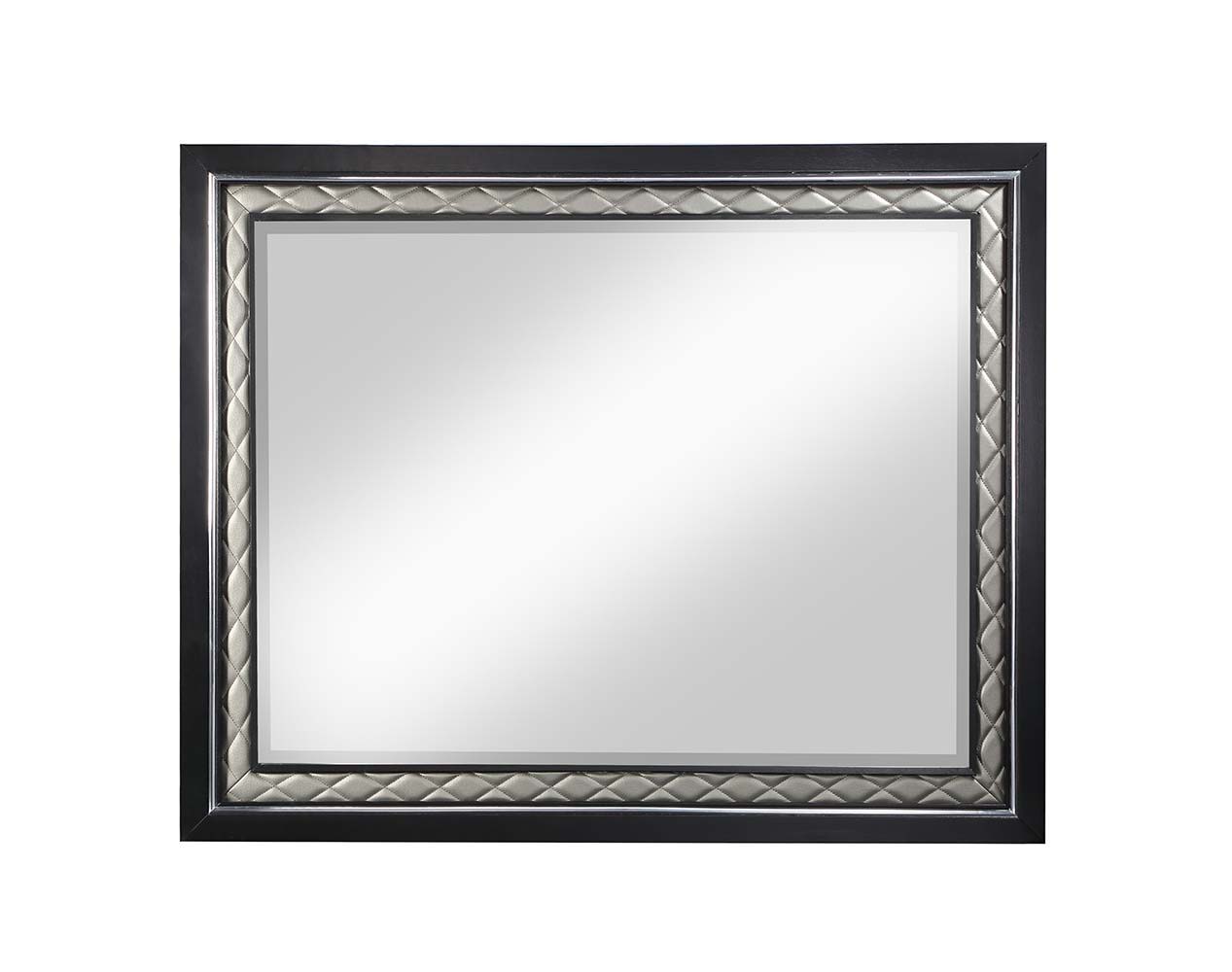 ACME Nicola - Mirror - Silver PU & Black Finish | Meri Furniture