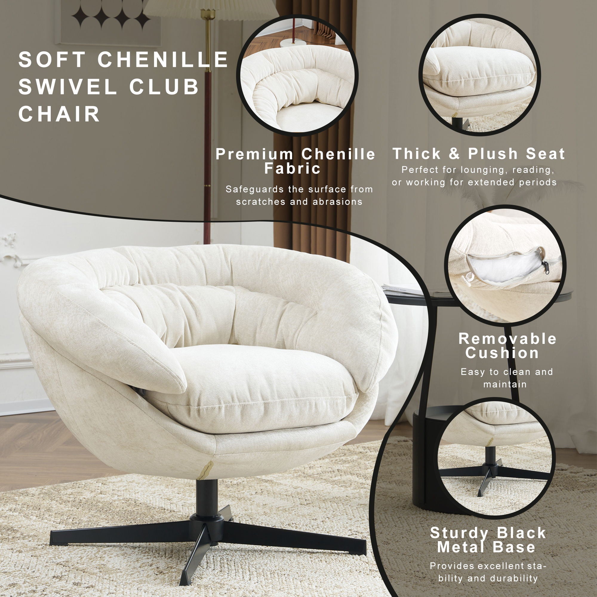Modern Chenille Office Chair With 360 Degree Swivel