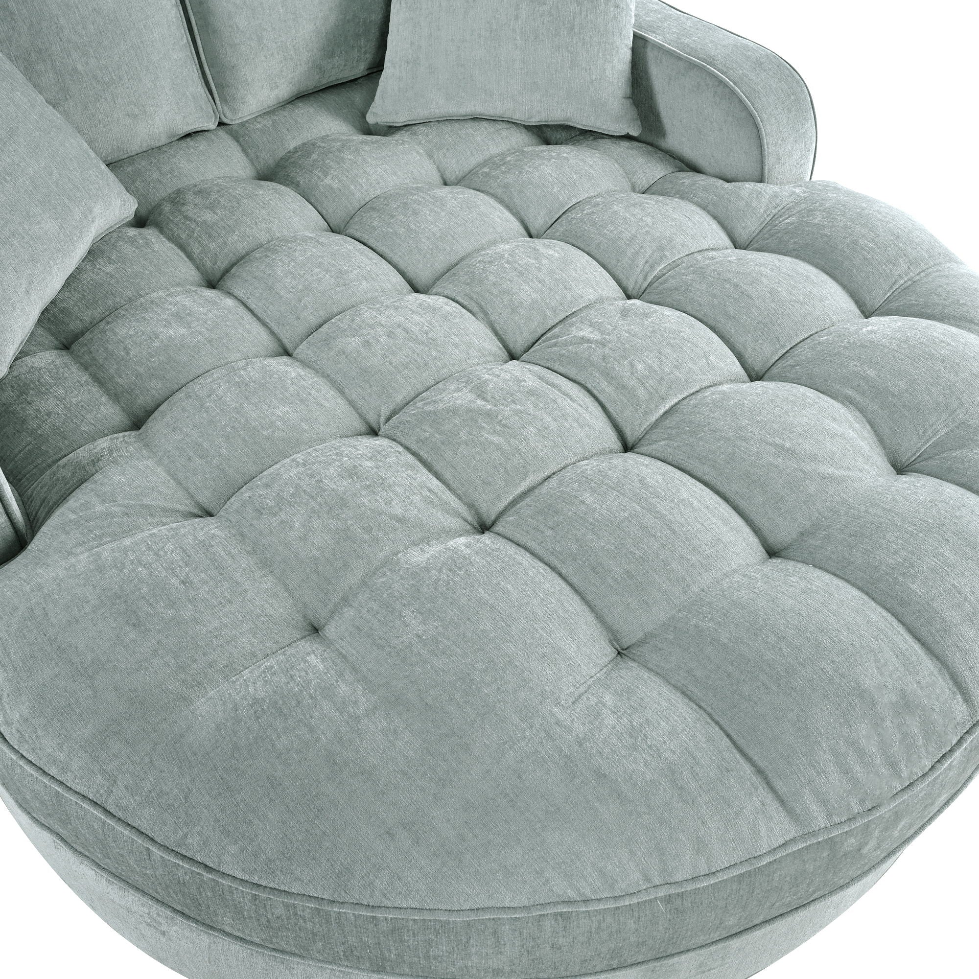 Modern Chaise Lounge Upholstered Sofa Couch With Tufted Seat And Detachable Pillows For Living Room