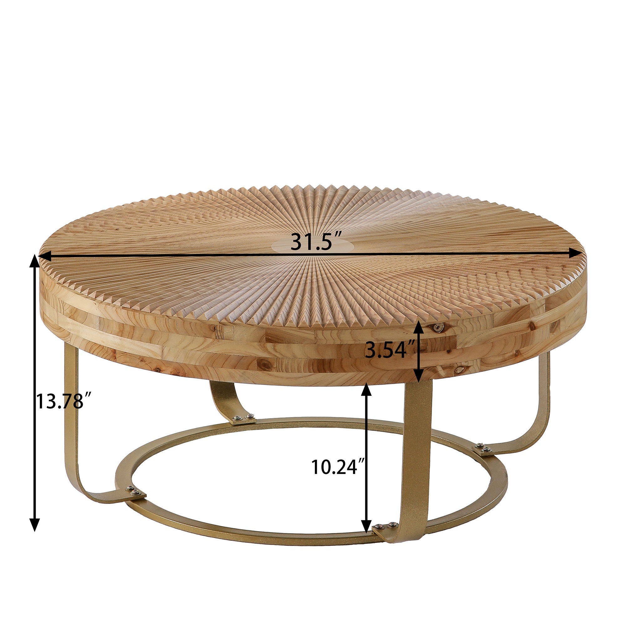 Modern Round Coffee Table With Wooden Carving Pattern