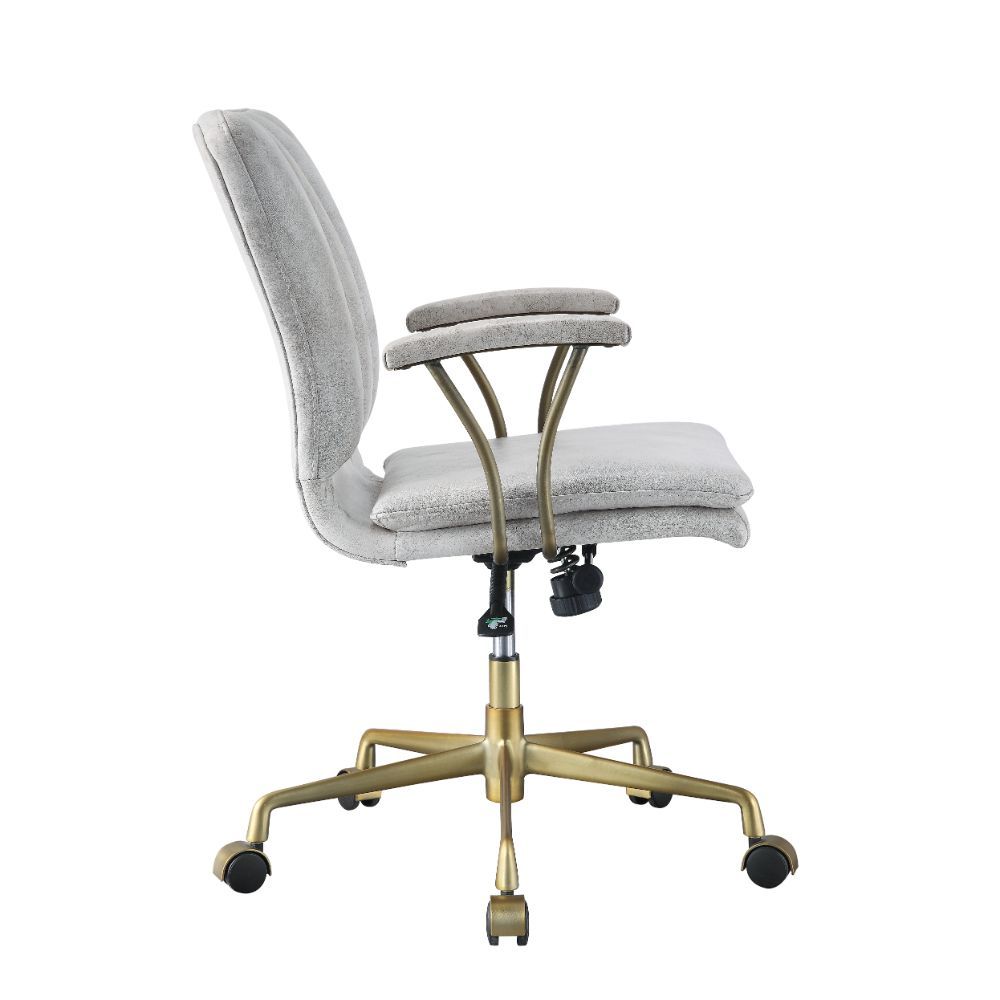 ACME Damir - Office Chair - Vintage White Top Grain Leather & Chrome | Meri Furniture