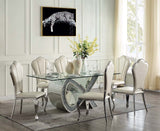 ACME Noralie - Dining Table - Mirrored & Faux Diamonds - Glass | Meri Furniture